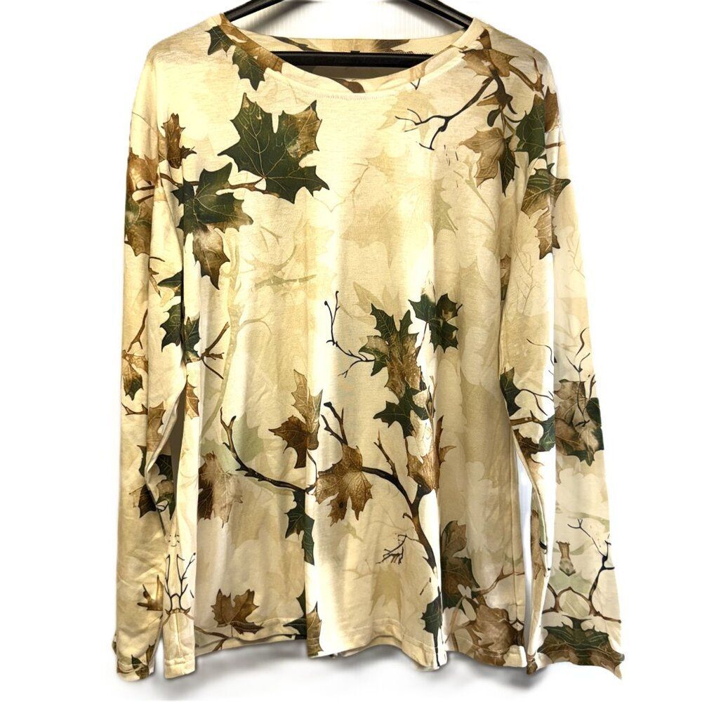 Women’s XL Fall Leaves Long Sleeve Tee – Autumn Print Shirt – New